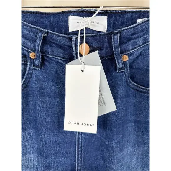 NWT Dear John Blue BLAIRE Button Zip Mid Rise Straight Leg Jeans #1165 Size 25 - Picture 4 of 4